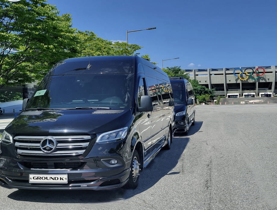 Luxury vans parked in a row.