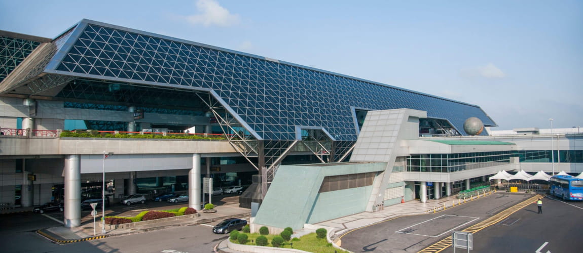 Taiwan Taoyuan International Airport terminal exterior, perfect for transfer and chauffeur services.